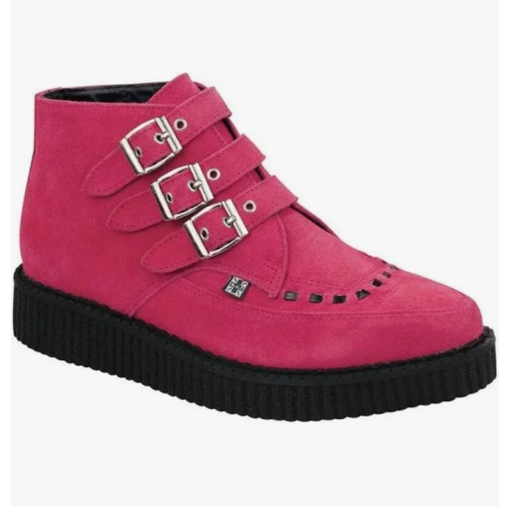TUK Punk Hot Pink Pointed Toe Creeper Boots Women 10 / Men 8 - Picture 9 of 9